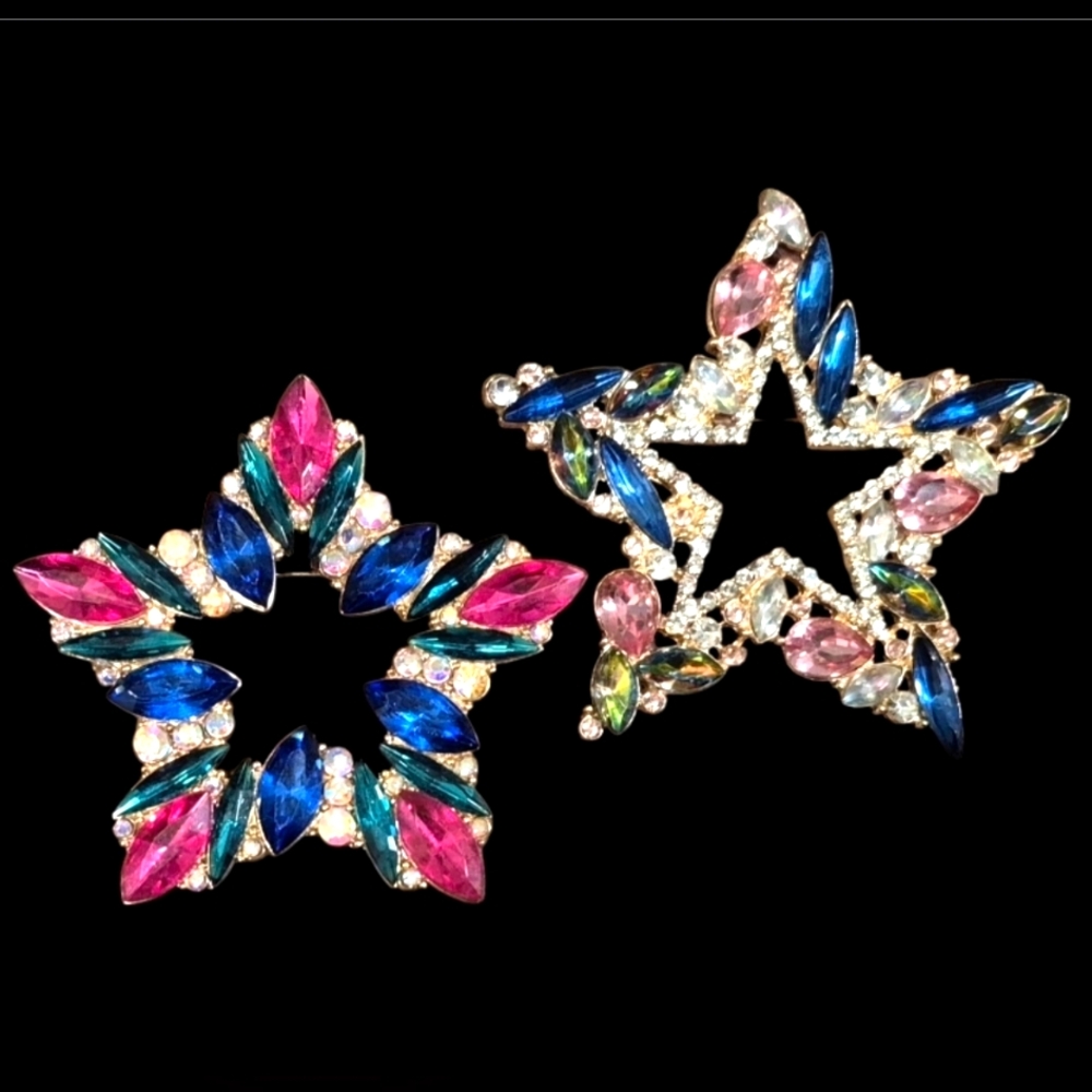 Jeweled Star Brooch 2 Pack New!